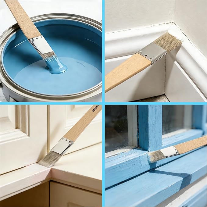 Trim Paint Brushes Set of 4-0.25", 0.5", 0.7", 1" Slant Lining Fitch Paint Brushes for Detail, Small Cutting in Brushes for Trim, Edges and Crafts