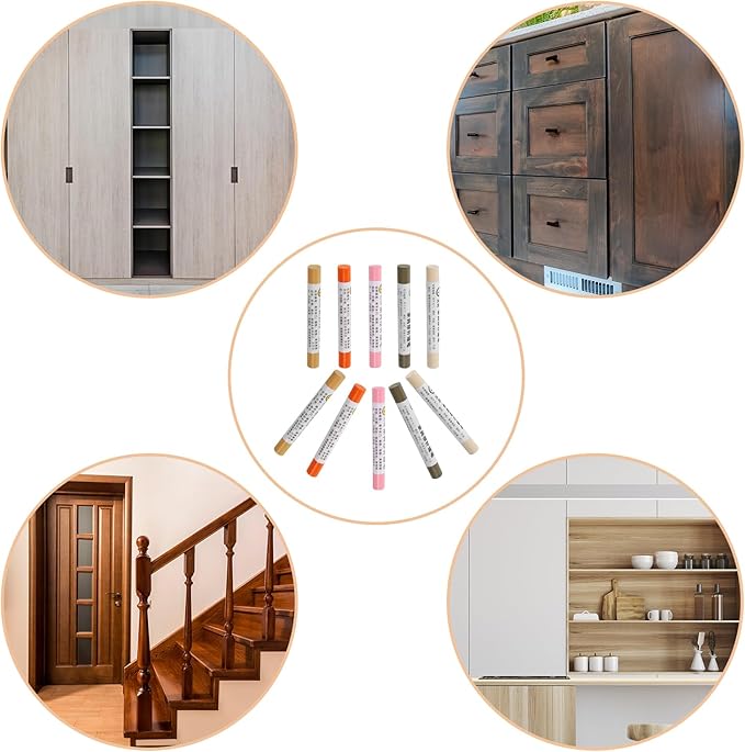 uxcell Furniture Repair Crayons, 3Pcs - Wood Wax Filler Stick, Furniture Markers Touch Up - for Scratches Holes Tables Desks Wooden Floors Cover Ups, Deep Red