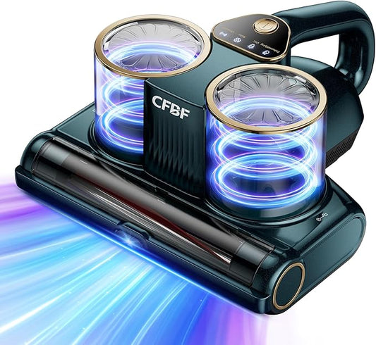 Mattress Vacuum Cleaner, Bed Vacuum Cleaner with 16Kpa Suction 253.7nm UV-C Light, Ultrasonic & High Heating, 500W Powerful Double-Cup Handheld Vacuums for Bed, Sofa, Couch, Crib, 16.4FT Corded