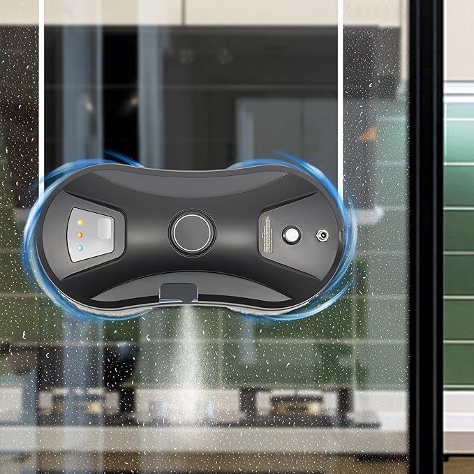 Smart Glass Cleaner Robot - Window Cleaning Machine With Automatic Water Spray, Strong Suction, Remote Control for Windows, Glass Doors, Tiles (Black)