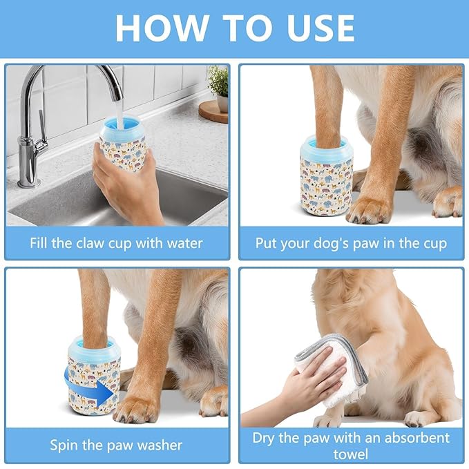 Dog Paw Cleaner Cups for Dogs Pets Foot Washer Paw Scrubber for Medium Small Cats Dogs Cleaning Cup Wild Animals