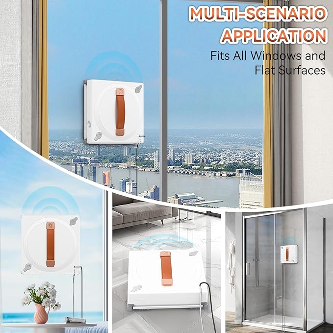 MIXILIN Window Cleaning Robot, 3000Pa Auto Windоw Cleaner Robot with Intelligent Path Planning & Edge Detection, Anti-Drop Prоtection, Dual Spray, Cleaner Tool for Tiles Railing Glass