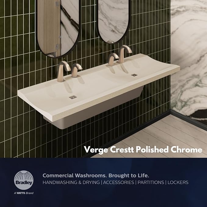Bradley Crestt Foam Soap Dispenser, Sensor Activated, Ring Light Indicates Low Battery or Low Soap, Deck Mounted, Auto-Top-Fill, Brushed Stainless Steel