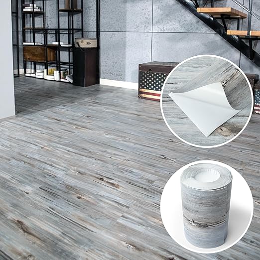 Art3d 60 Sq.ft Peel and Stick Floor Tiles, 40Pcs Luxury Vinyl Plank Flooring Wood Look, Adhesive and Waterproof Tile Sticker for Bedroom, Living Room, Kitchen, Dust Grey