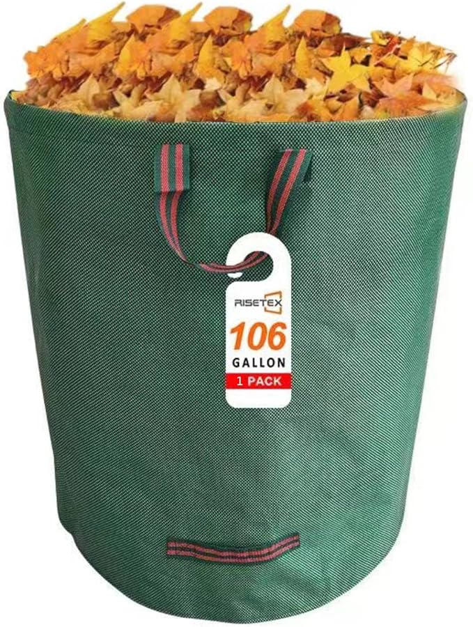 106 Gallon Leaf Bag & Yard Waste Collector - Reusable Standable Lawn/Garden Clippings Container with 4 Handles, Portable Leaf Storage,or Laundry - Camping Accessories