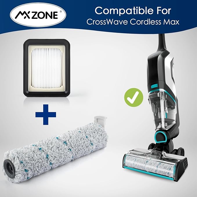 Multi-Surface Brush Rolls 2787 and Vacuum Filters 1866 for Bissell CrossWave Max 2554 2554A 2590 2593 2596 for HydroSteam 35151 35152 3513 3518, Replacement Part 1618638, 1608684, 6 Pack