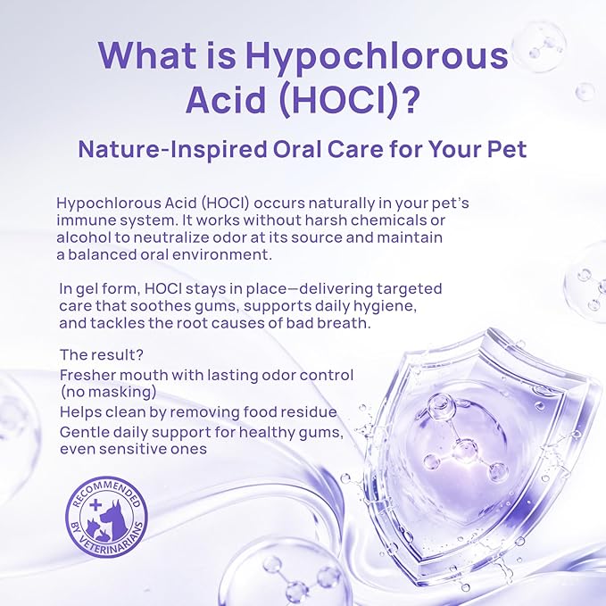 HICC PET Dental Gel for Dogs & Cats, No-Brush Teeth Cleaning Gel, Freshen Breath, Helps Reduce Plaque & Tartar, Supports Gum Comfort, Gentle Oral Care for Daily Use, 2 Fl Oz