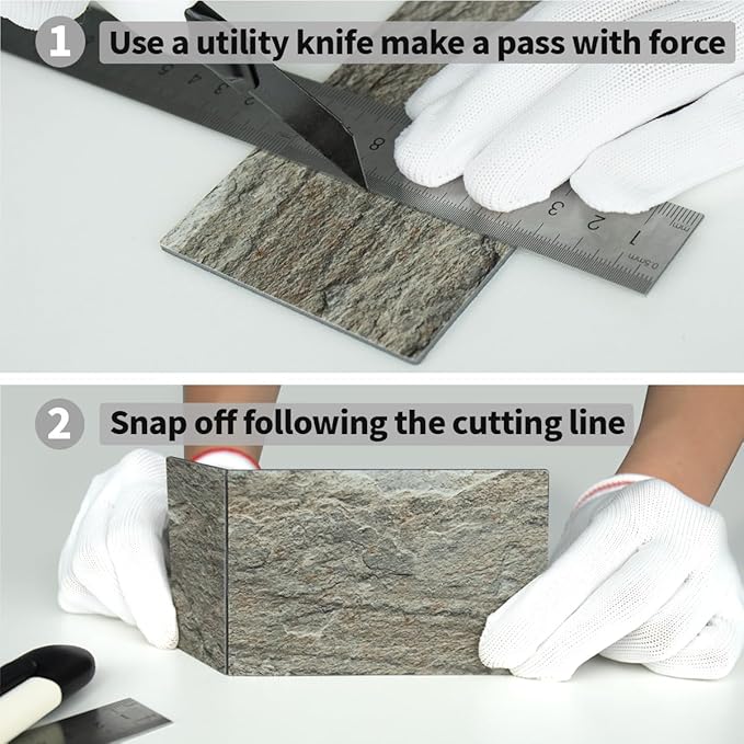 AULIGET 4-Piece Faux Stone Peel and Stick Backsplash Wall Tiles, 3" x 6" Apache Brown Rock PVC Stick on Tile for Backsplash Kitchen, Bathroom, Laundry Room, Camper, Fireplace