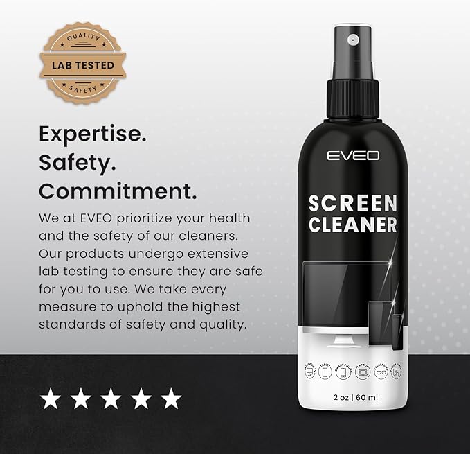 Screen Cleaner Spray and Wipe - TV screen cleaner spray and 2 Microfiber cloths, Computer Screen Cleaner, TV screen cleaner for Smart TV & Monitor, Laptop, MacBook, iPad and Electronic Devices - (2oz)