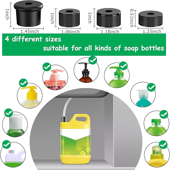 Sink Soap Dispenser Tube 47" with Check Valve, Kitchen Dish Detergent Dispenser Tubing, Under Sink Dispenser Extension Hose for Prevent Backflow Countertop Kitchen Sink Accessories 2sets Pack