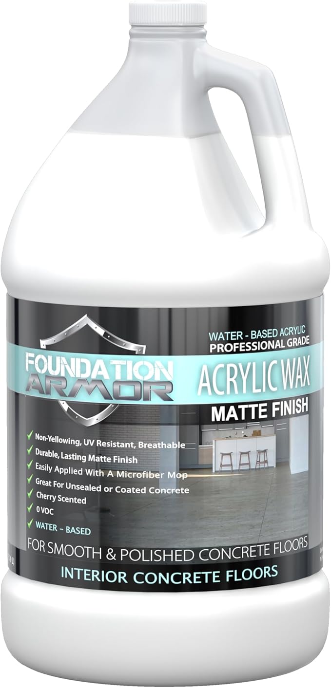 Armor Matte Concrete Floor Wax - Professional Grade, Durable, Water-Based - 1 Gallon