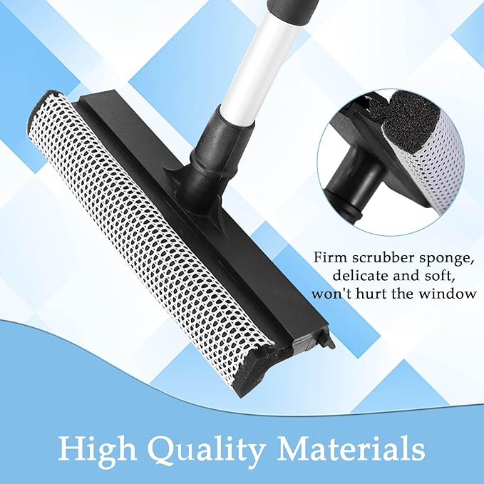 2 Pack Squeegee for Car Window Cleaning and Windshield Washing Standard Window Squeegee Cleaner Tool Windshield Cleaning Squeegee with Scrubber for Multiple Applications