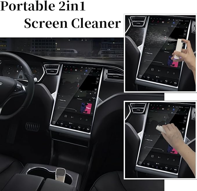 Car Screen Cleaner Spray and Wipe for Women, Cell Phone Touchscreen Cleaning Wiper Kit Accessories for MacBook Display iPad iPhone Mac Laptop Computer Monitor TV Screens, Black Grey White