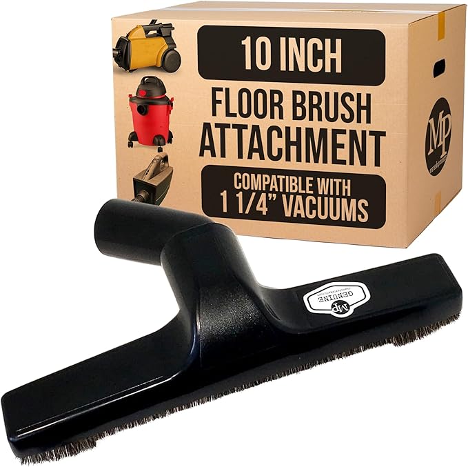 MP Maresh Products Genuine Deluxe Brush Attachment - Horse Hair Brush, Wet Dry Vacuum Cleaner, Central Vacuum System Parts & Accessories, Dust Floor, 32mm Standard Size - Black (10 Inch)