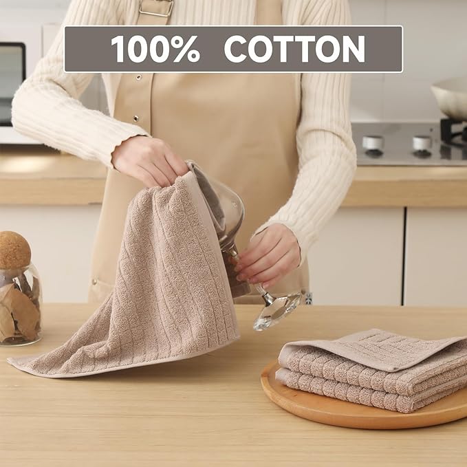 100% Cotton Kitchen Dish Cloths Set (8 Pack) – 13 x 13 Inches Ultra Soft Absorbent Dish Towels for Washing Dishes Scrubbing Dish Cloths Sets