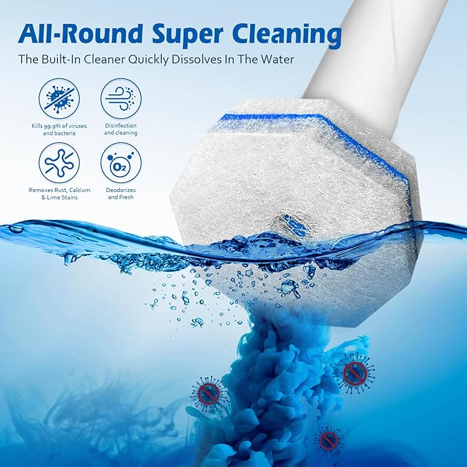 50 Count Disposable Toilet Wand Refills for Clorox, Upgraded Replacement Brush Heads Compatible With Most Toilet Wand Refill System - 5X Cleaning Power Toilets Bowl Cleaner with Exclusive Formula