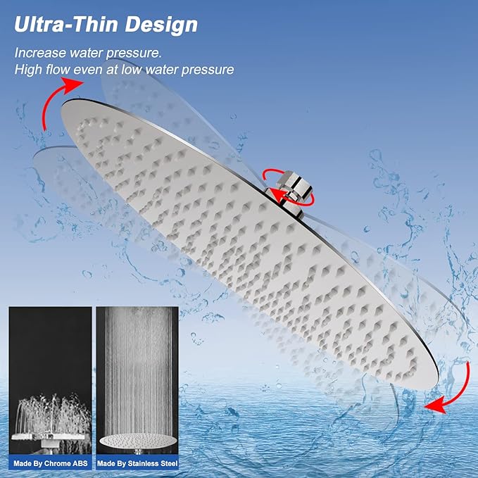 NearMoon Rain Shower Head, Ultra-Thin Design-Pressure Boosting, Awesome Some Experience, High Flow Stainless Steel Rainfall Head (16 Inch, Brushed Nickel)