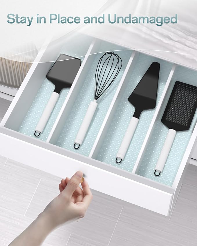 Shelf and Drawer Liner for Kitchen Cabinet, Non-Adhesive 12in x 240in Waterproof Contact Paper Refrigerator Liners Thickened Durable EVA Material Non Slip Mat for Dresser Cupboard Pantry Protector