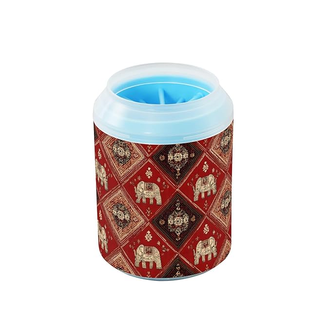 Dog Paw Cleaner Cups for Dogs Pets Foot Washer Paw Scrubber for Medium Small Cats Dogs Cute Cleaning Cup Elephants Red Retro