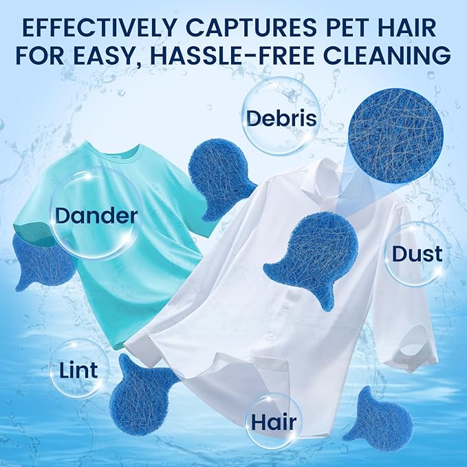 6 PCS Pet Hair Remover for Laundry, Reusable Dog & Cat Fur Catcher Tool, Effectively Removes Pet Hair, Lint and Dander from Bedding and Clothing, Suitable for Washing Machines, Dryer