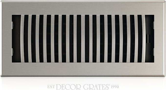 Decor Grates LAH412-NKL Louvered Floor Register, 4x12 Inches, Brushed Nickel