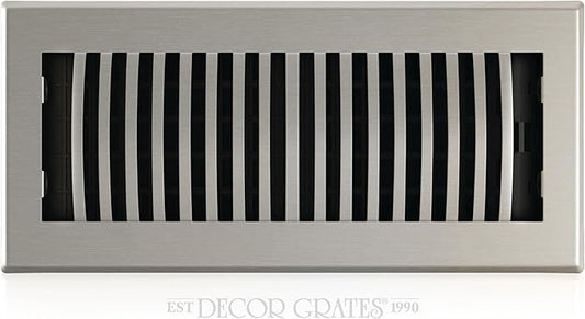 Decor Grates LAH412-NKL Louvered Floor Register, 4x12 Inches, Brushed Nickel