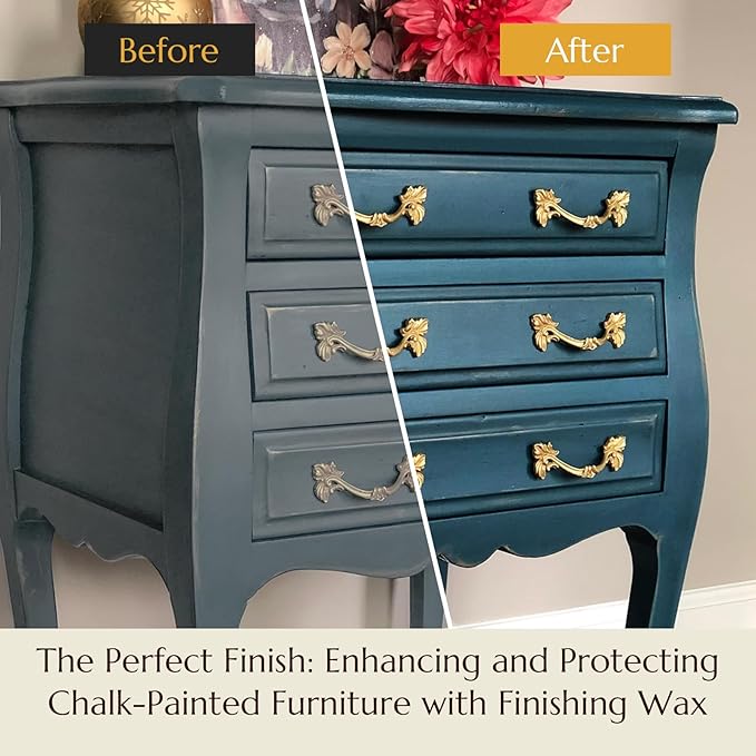 Wood Finishing Wax for Furniture - 100% Natural Chalk Paint Wax for Sealing & Protecting Painted and Raw Wood Surfaces, Wooden Floors & More - Clear Protective Finish, 3.5 Oz (Includes Tools)