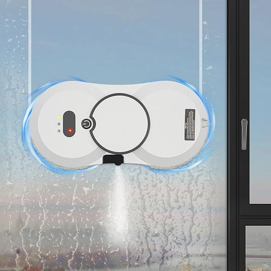 Window Cleaning Robot, Automatic Water Spray Window Washer Robot 2800Pa Strong Suction Smart Window Cleaner, Remote Control Window Washer Robot for Windows, Tiles, Glass Door (White)