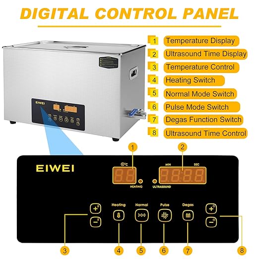 30L Ultrasonic Cleaner Dual-Frequency Professional Digital Stainless Steel Cleaning Machine with Heater Timer for Carburetor, Parts, Circuit Board, Glasses, Denture, Jewelry