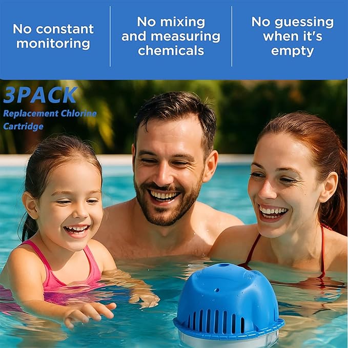 3 Pack Hot Tub Chlorine Cartridges Replacement for Frog Ease Floating System,Each Cartridge Lasts 3 to 4 Weeks，Perfect for Hot Tubs 200 gallons to 600 gallons