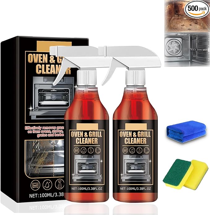 Oven and Grill Cleaner Spray, Greasy Dirt Clean Spray, Multifunctional Powerful Kitchen Degreaser Foam Cleaner, for All Kitchen Surfaces – Ovens, Grills, Frying Pans, Range Hoods, And Barbecues (2pcs)