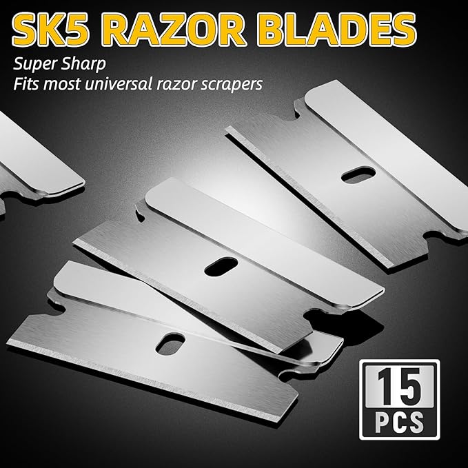 DIYSELF 1 Pack Razor Blade Scraper, Glass Scraper with Extra 15 Blades, Professional Razor Scraper for Glass Stove Top, Window, Cooktop Cleaning, Precision Scraper Tool for Kitchen
