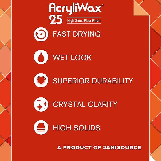 Acryliwax 25 High Solids & High Gloss Commercial Floor Wax & Finish - Case of 4 Gallons…