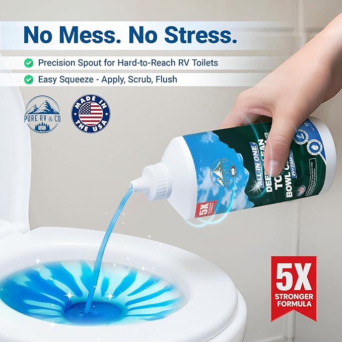 Toilet Bowl Cleaner with Easy Squirt Top - Best Septic Safe Toilet Bowl Cleaner (32 oz 2 Pack) - 5X Stronger Stain & Odor Eliminator - RV Toilet Cleaner - Sensor Safe & Non-Acid Formula