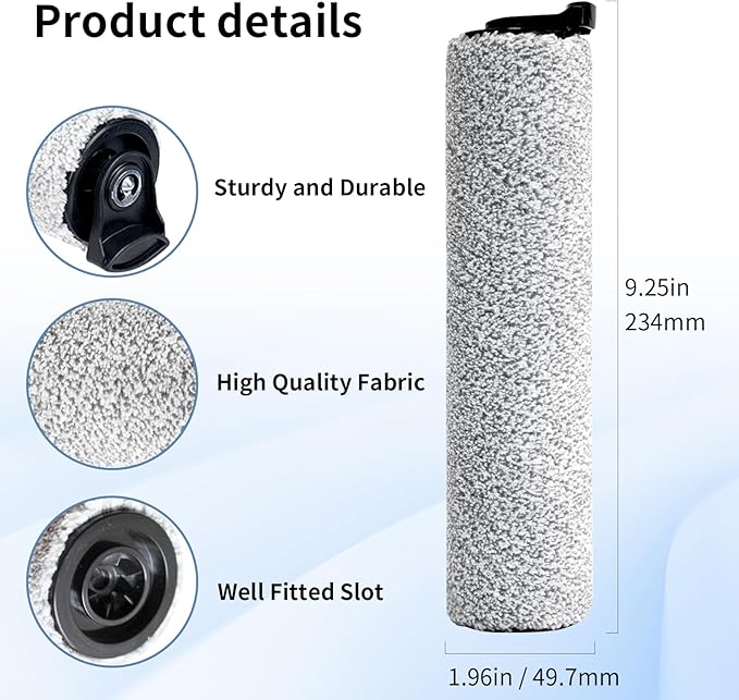 keluke Roller Brush and Filter Replacement Compatible with Tineco iFloor 3/ Floor One S3 Cordless Vacuum Cleaner, Replacement Parts Include 3 Brush Rollers, 3 Filters