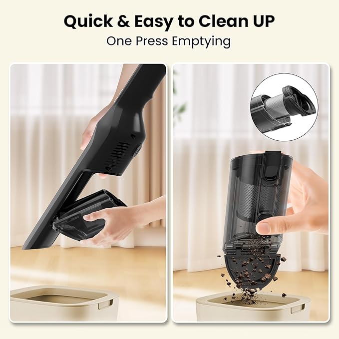 Handheld Vacuum Cordless, 23Kpa Car Vacuum with Brushless Motor, Charging Dock, Rechargeable, 1.5lbs Portable Handheld Vacuum with 2-Speed for Home/Car/Pet(Black)