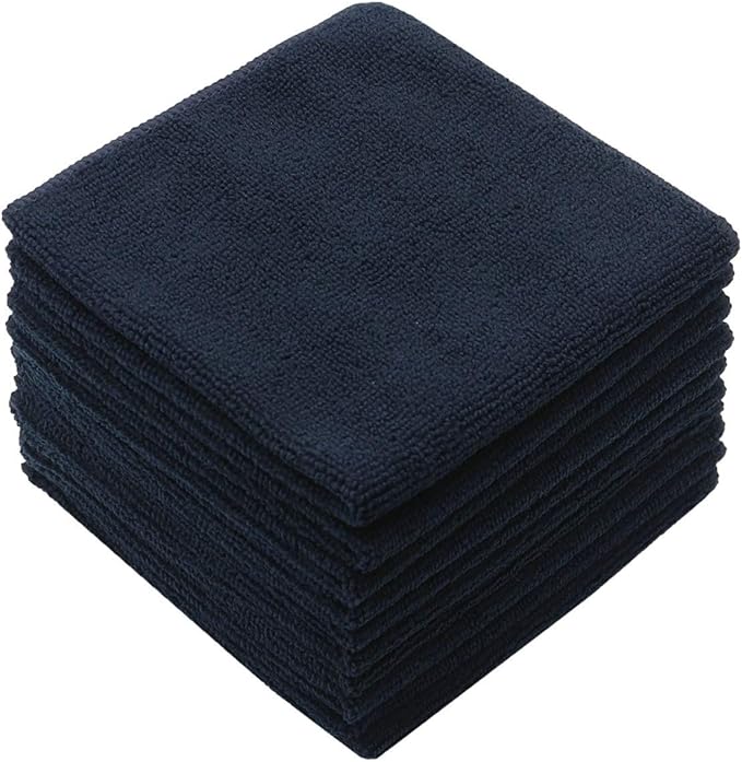 Microfiber Dish Cloths Fast Drying Kitchen Cleaning Cloth Dish Rags Dust Cloths Ultra Absorbent Lint Free Washcloths 12inch x 12inch 10 Pack (Black)