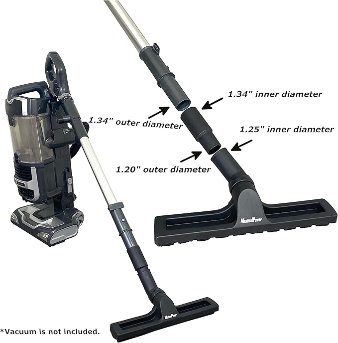 MaximalPower Replacement 12" Vacuum Brush Head Attachment with Adapter for Select Upright and Canister Vacuum Cleaners | 360° Floor Brush Attachment with Hose Adapter