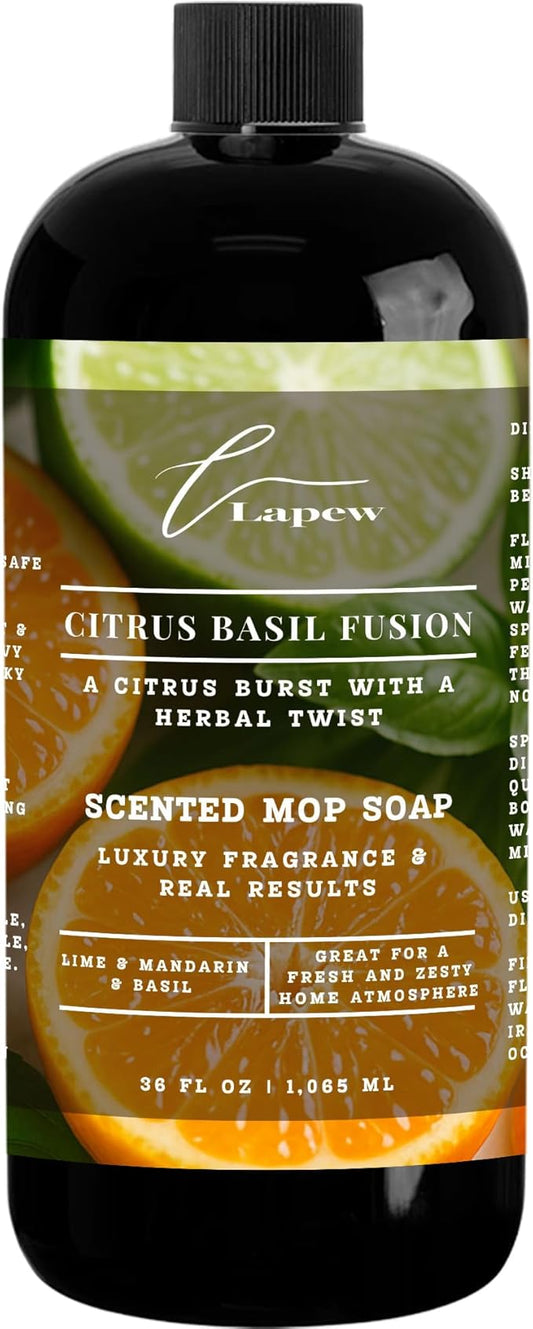 Luxury Floor Cleaner, Scented Mop Soap Concentrate | Hard Floor Cleaner for Tile, Vinyl, Laminate, LVP & Sealed Hardwood | Low-Foam, Streak-Free | 36 oz | Citrus Basil Fusion