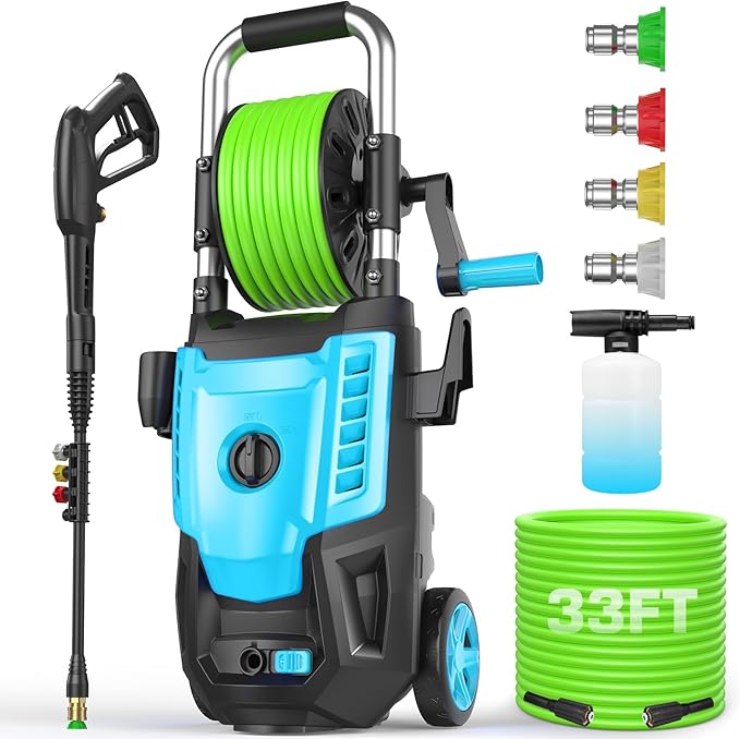 Professional Pressure Cleaner 4800PSI, 4.0GPM Portable Power Cleaner with 4 QC Nozzles and Soap Bottle, Cleaner Machine for Cars/Home/Driveways/Patios/Decks/Fences (Blue)