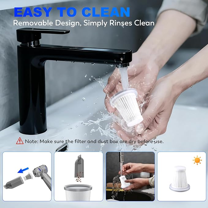 Handheld Car Vacuum Cleaner, 4-in-1 Cordless Vacuum Cleaner, 22000 PA High Power Portable Car Vacuum with Brushless Motor, for Home, Office, Camping (Silver Blue)