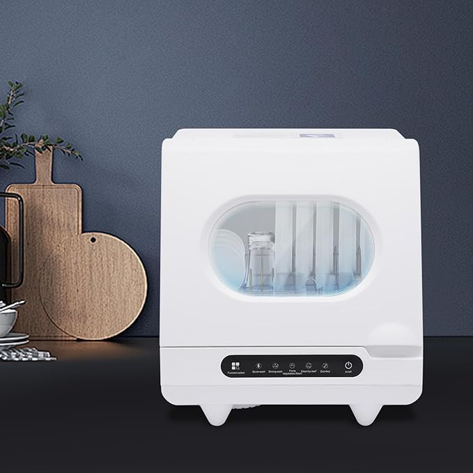 Portable Mini Dishwasher Countertop, 1200W 5 Washing Programs Display Washing Programs Table Top Dishwasher, With 360°Dual Spray, for Apartments& RVs, 158℉ High-Temp