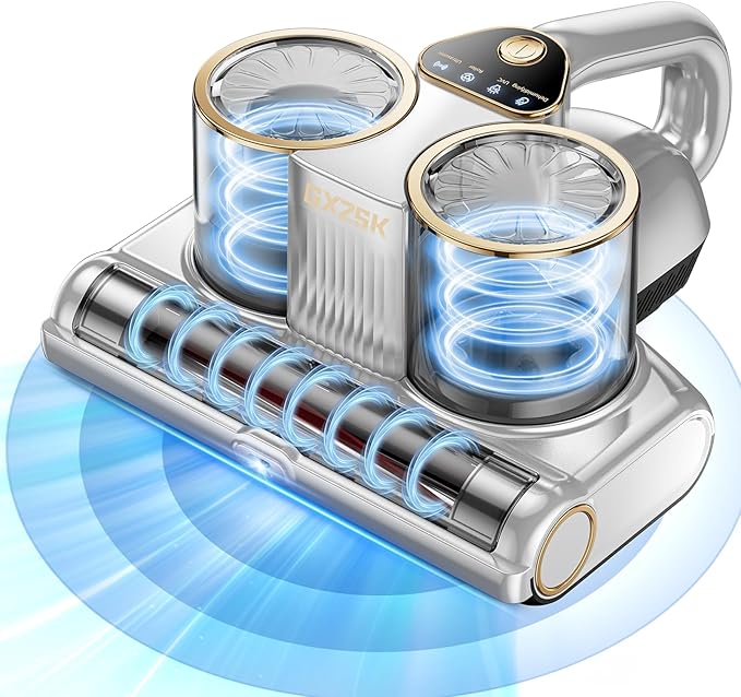 Mattress Vacuum Cleaner, 16kPa Bed Vacuum Cleaner with 253.7nm UV-C Light, Ultrasonic & 140℉ Heating, Dual Cup & Widen Suction Port Handheld Vacuums for Bed, Sofa, Couch, Crib (500W, Corded)