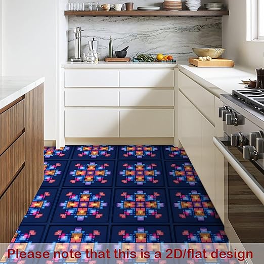 Nuxovilar Peel and Stick Vinyl Floor Tiles, 11.8"x11.8" Pixel Geometric Pattern, 10-Pack Self-Adhesive Flooring