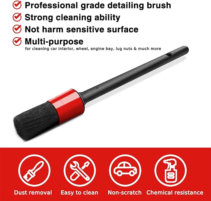 10pcs Auto Car Detailing Brush Set Car Interior Cleaning Kit Includes 5 Boar Hair Detail Brush,3 Wire Brush, 2 Air Vent Brush for Cleaning Car Interior Exterior, Dashboard Engines Leather Wheel