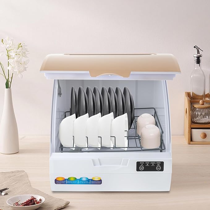 900W Portable Countertop Dishwasher with 4Programs, 360° Dual Spray 162℉ High-Temp& Air-Refresh Function and Touch Screen for Small Apartments, Dorms and RVs, Simple Installation