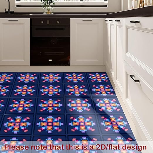 Nuxovilar Peel and Stick Vinyl Floor Tiles, 11.8"x11.8" Pixel Geometric Pattern, 10-Pack Self-Adhesive Flooring