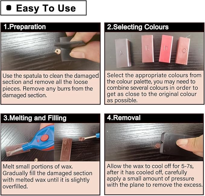 Laminate Floor Filler Repair Kit- Hardwood Floor Vinyl Lvp Repair Kit with Upgraded Heat Pen Wax Set Cover Scratches, Stains, Cracks, Holes for Floor& Wooden Furniture Stair Door Cabinet Table etc.