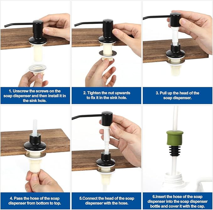 Dish Soap Dispenser for Kitchen Sink Built in Soap Dispenser Pump with 47" Extension Tube Kit Matte Black