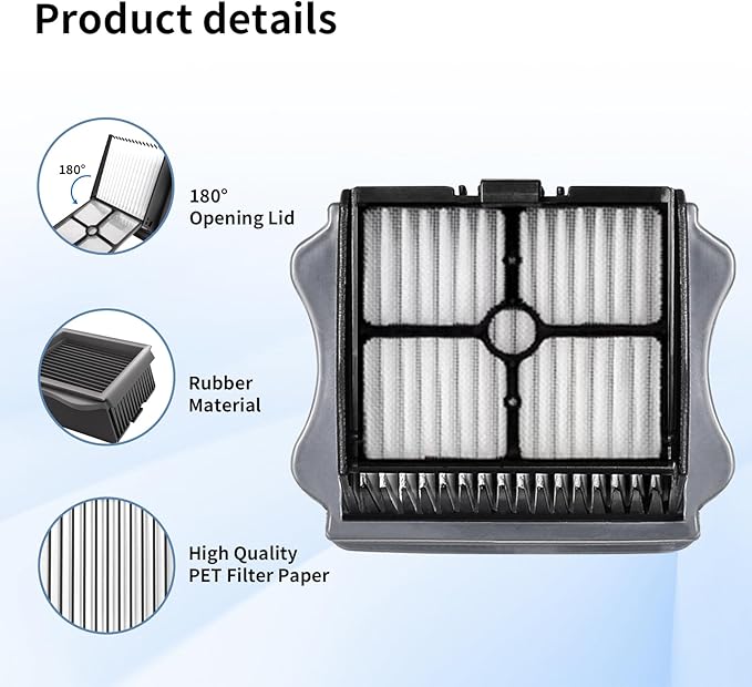 Roller Brush and Filters Replacement Compatible with Tineco Floor ONE S5/Floor One S5 Pro Cordless Vacuum Cleaner,Replacement Parts Include 3 Brush Rollers, 3 Filters